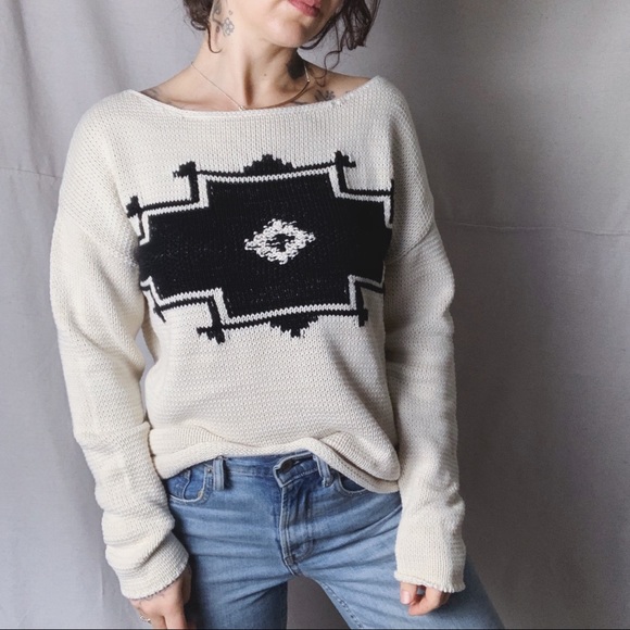 Lauren Ralph Lauren Sweaters - RALPH LAUREN Aztec Cotton Boat Neck Sweater Large